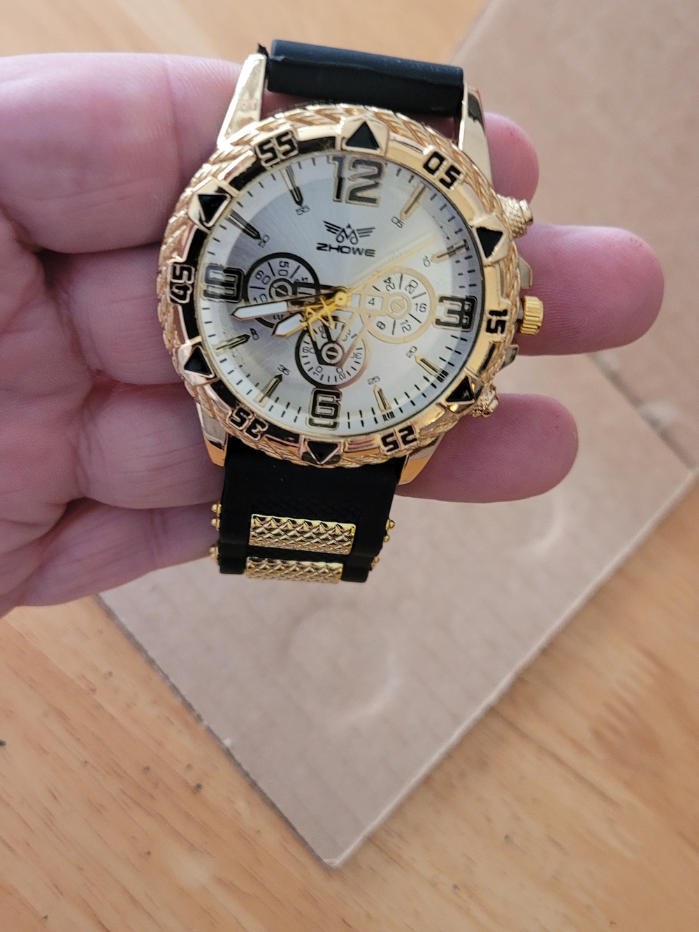 Howe Gold-Tone Chronograph Men's Watch with Black Strap